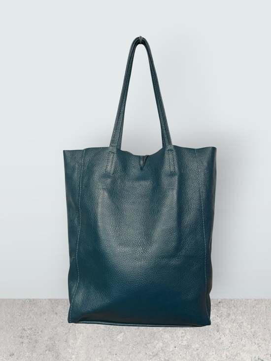 Handbags - Teal leather tote bag
